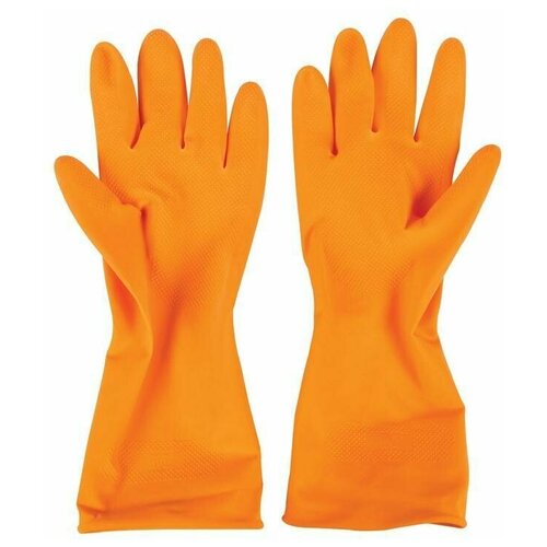 Перчатки хозяйственные. Размер XL - 1 пара. Оранжевые. Перчатки латексные. Перчатки резиновые.