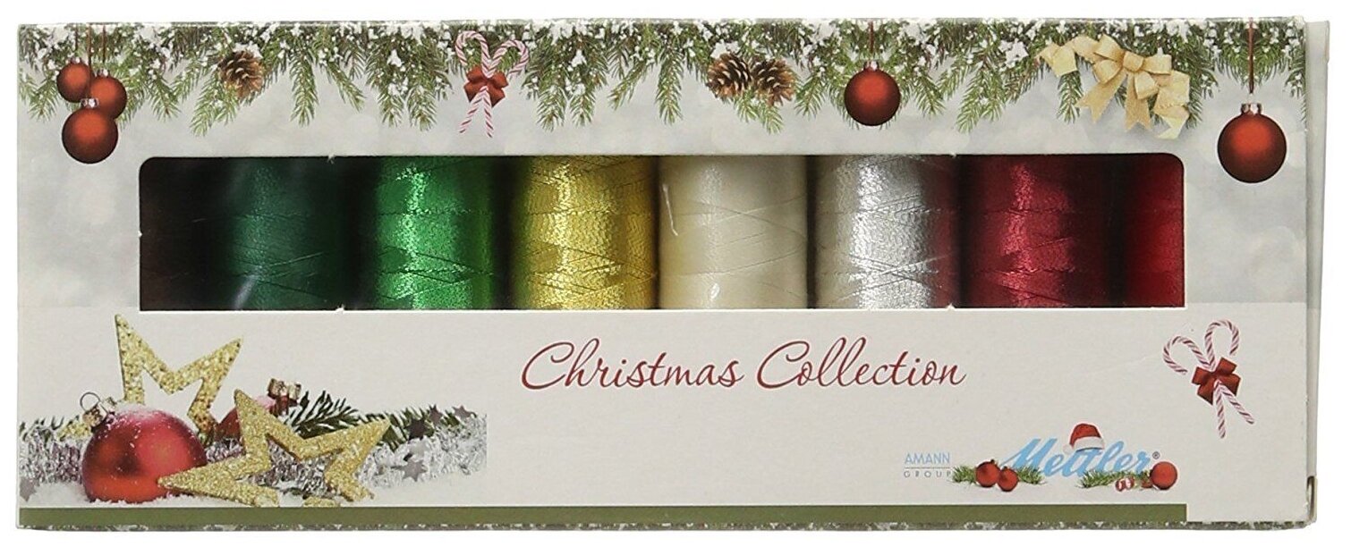 Набор с нитками Poly Sheen в подарочной упаковке 8 катушек Amann Group Christmas8-Kit