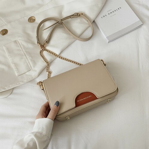 фото Сумка кросс-боди beibaobao, фактура гладкая, бежевый