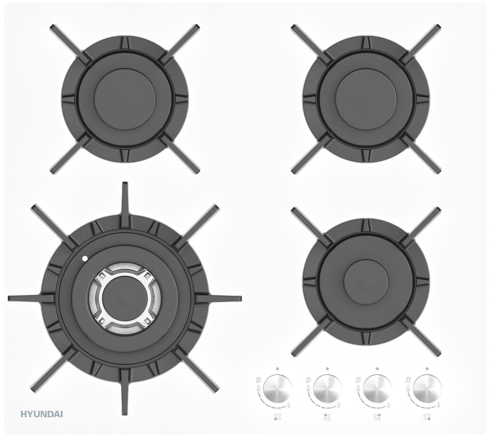 Варочные панели HYUNDAI Газовая варочная поверхность Hyundai HHG 6437 WG белый - фотография № 1