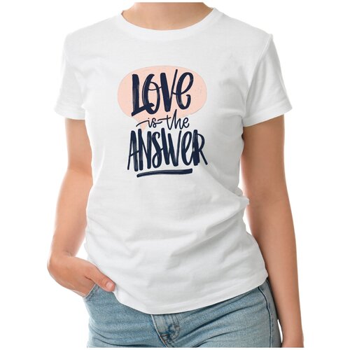 Женская футболка «love is the answer» (2XL, белый)