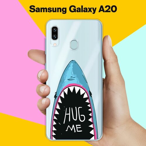 матовый силиконовый чехол белый показывает язык на samsung galaxy a20 самсунг галакси а20 Силиконовый чехол Акула на Samsung Galaxy A20