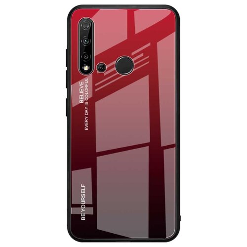 фото Чехол-бампер mypads для huawei p30 стеклянный из закаленного стекла с эффектом градиент зеркальный блестящий переливающийся красный