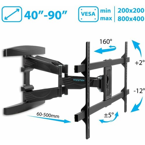 Кронштейн на стену Kromax ATLANTIS-65, black черный, black
