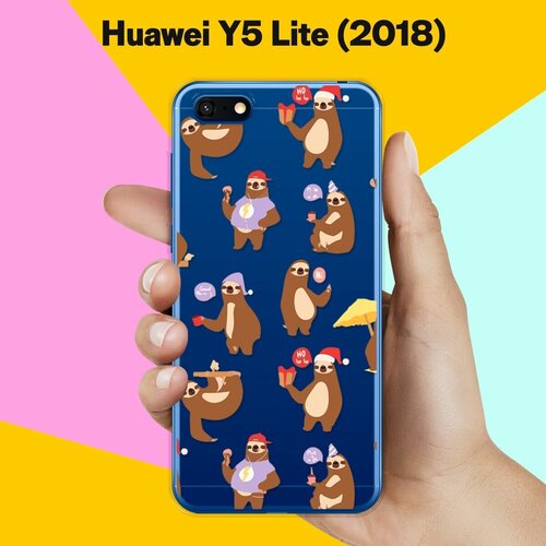 Силиконовый чехол Узор из ленивцев на Huawei Y5 Lite (2018) силиконовый чехол узор из ленивцев на huawei p20 lite