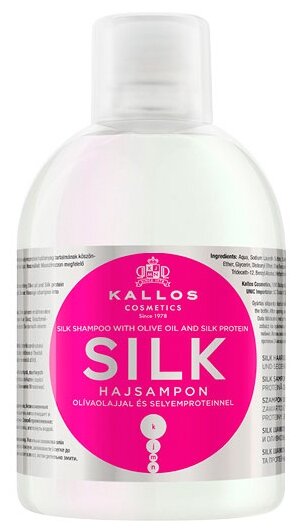 Kallos шампунь для волос KJMN Silk с оливковым маслом и протеинами шелка, 1000 мл