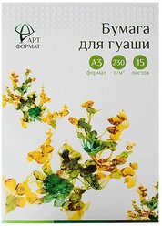 Бумага для рисования гуашью А3 АРТформат 15 листов 230 г/м2 в папке