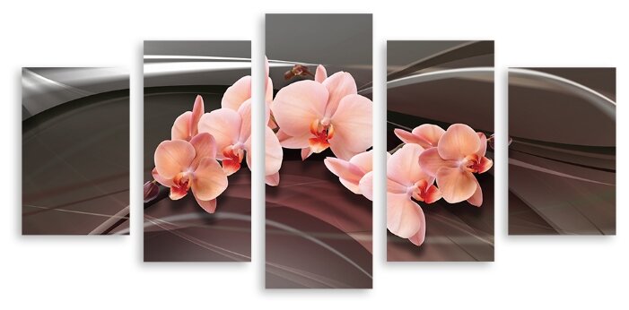 Модульная картина на холсте "Нежно-розовые орхидеи" 90x45 см