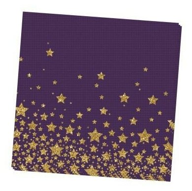 Салфетки бумажные трехслойные Звезды на черном - 2 33*33 см, 20 шт - фотография № 5