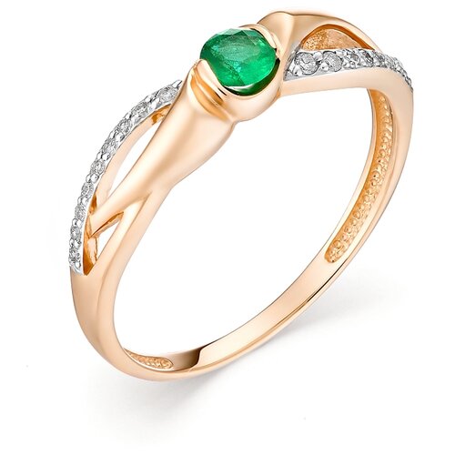 фото Алькор кольцо с изумрудом и бриллиантами из красного золота 12899-101, размер 16.5