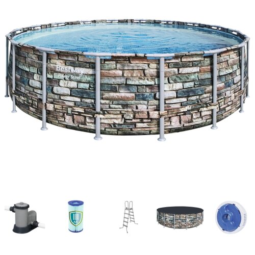фото Каркасный круглый бассейн "камень" bestway 4.88m x 1.22m, полный набор , арт. 56966