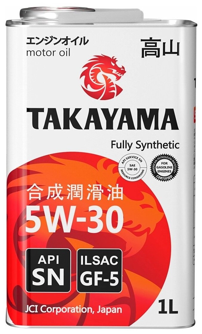 Масло Takayama 5/30 ILSAC GF-5. API SN синтетическое 1 л Арт.605042