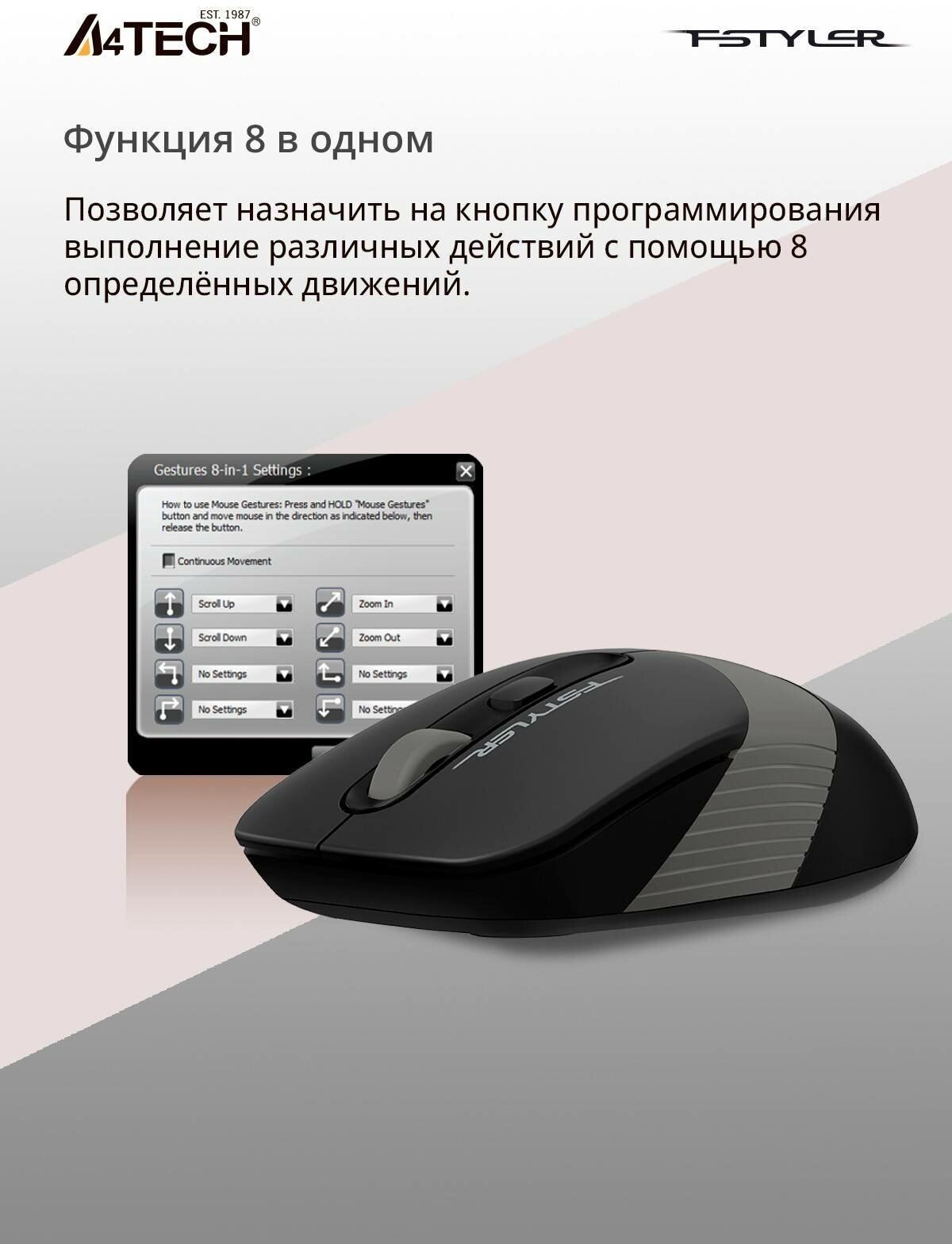 Мышь A4Tech Fstyler FG10S, белый/серый (fg10s white) - фото №3