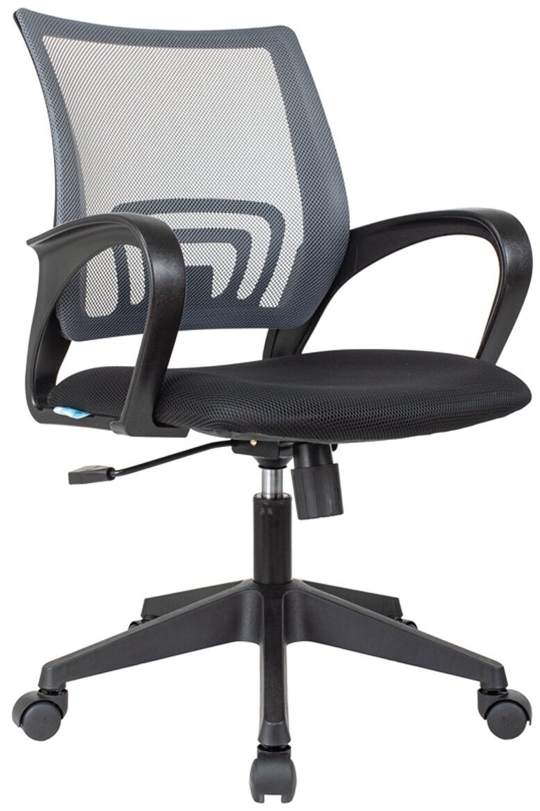 Кресло оператора Helmi HL-M95 (695) «Airy», спинка сетка серая/сиденье ткань TW черная, механизм качания