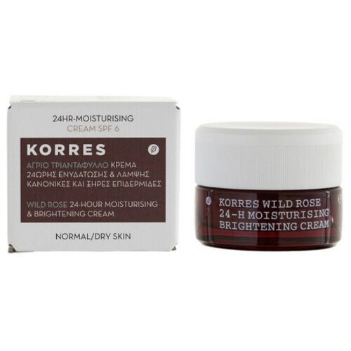 фото Korres wild rose 24-h moisturising brightening cream увлажняющий крем для лица для нормальной и комбинированной кожи, 40 мл