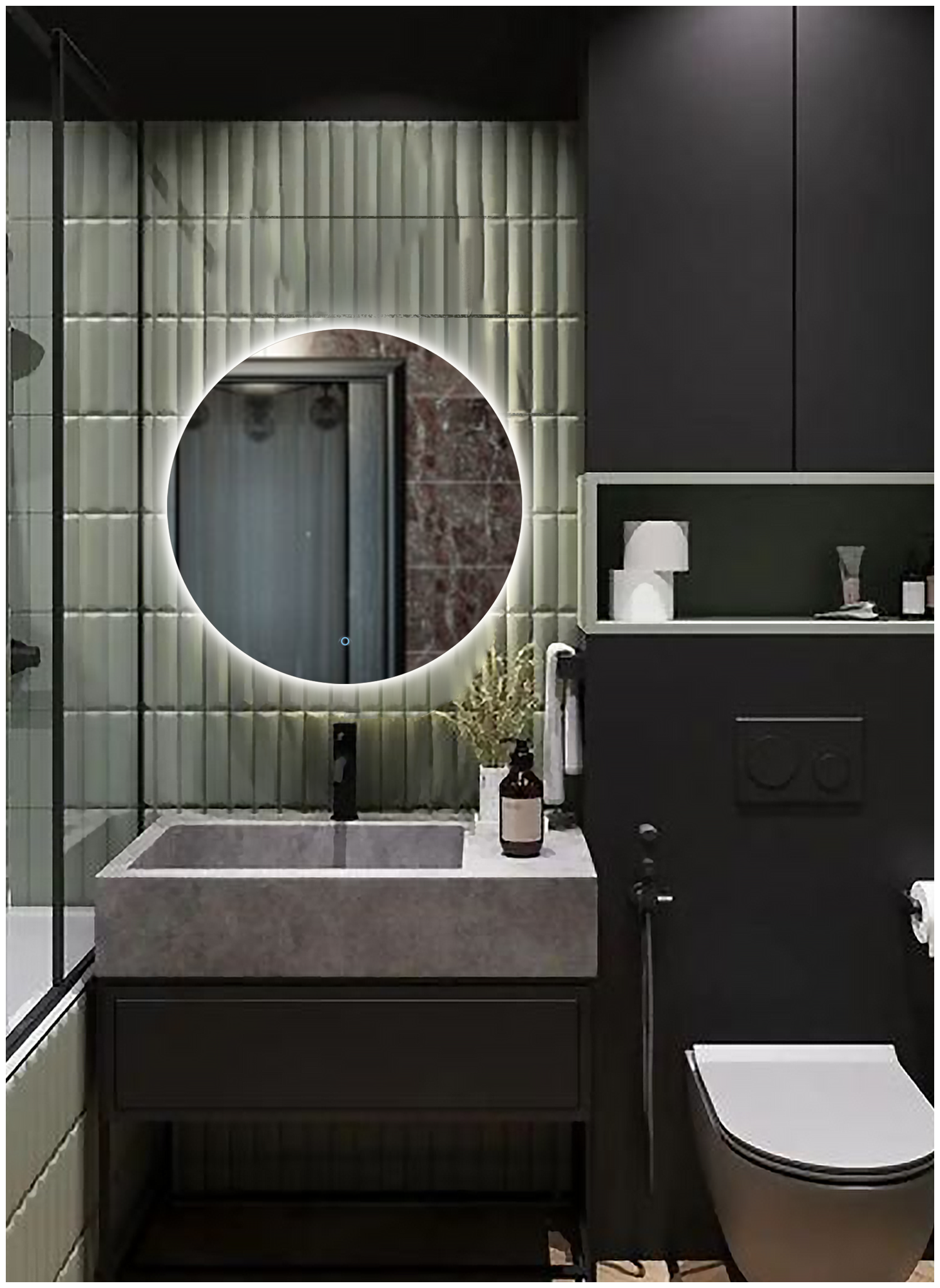 Зеркало для ванной Sun D40 круглое "парящее" с нейтральной LED-подсветкой - фотография № 4