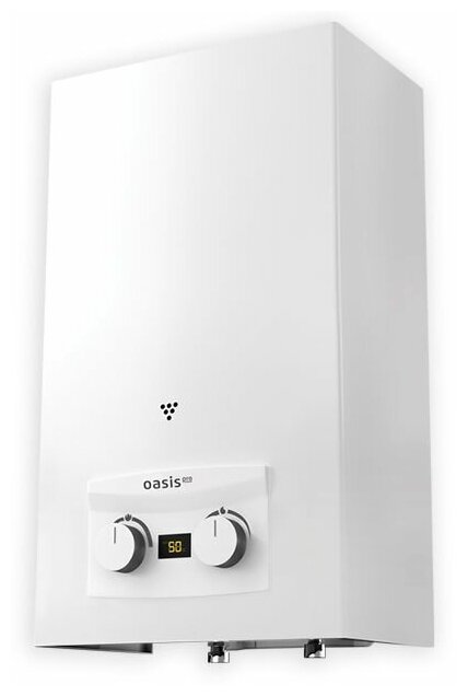 Газовая колонка OASIS Pro WM 10, Газовый проточный водонагреватель, Серия Премиум, 10 л в м, Электронный розжиг, медный теплообменник, Цвет белый - фотография № 1