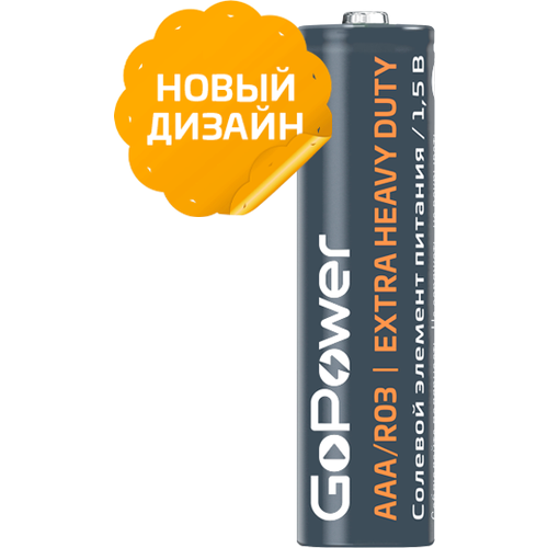 Батарейка GoPower R03 AAA Shrink 4 Heavy Duty 1.5V (4/60/1200) (60 шт.)