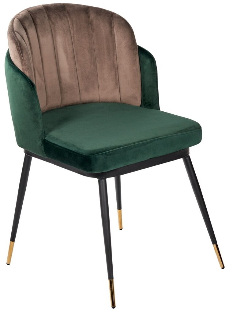 Стул мягкий для гостиной Peki зеленый, коричневый / Стул кресло велюр / Стулья для кухни / Стулья кухонные со спинкой / Барный стул для дома / Мебель