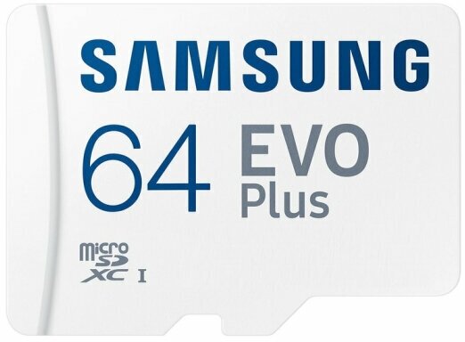 MicroSDXC 64GB Samsung EVO Plus Memory Card Samsung UHS-I U1 Class 10 Adapter 130 MB/s 10000 циклов - 25°C to 85°C RTL Samsung MB-MC64KA