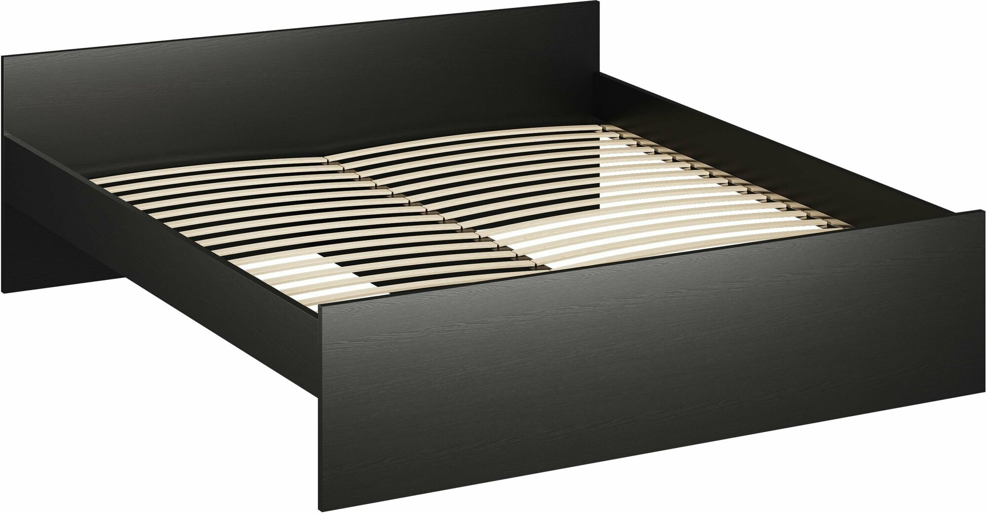 Кровать ГУД ЛАКК Орион, двуспальная, 180х200 см, черная, дуб венге