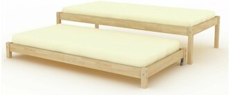 Двухъярусная-выкатная кровать "Берёзка 14" без покрытия, 90x200 см, ORTMEX