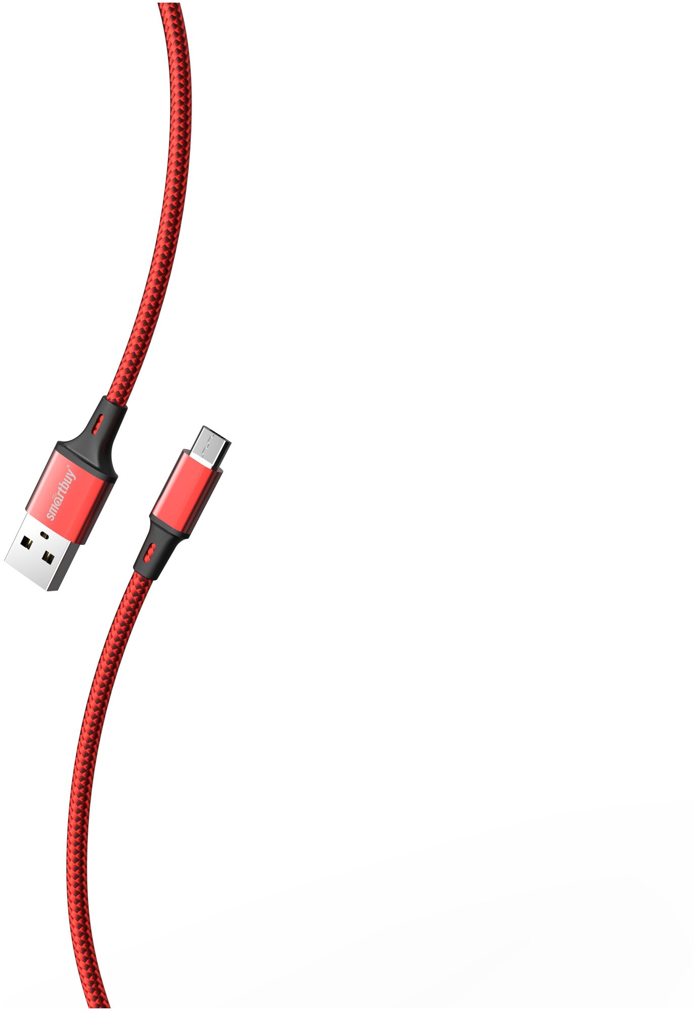 Кабель для зарядки и передачи данных S14 MicroUSB красный/черн, 3 А, 2 м, Smartbuy (iK-22-S14rb)