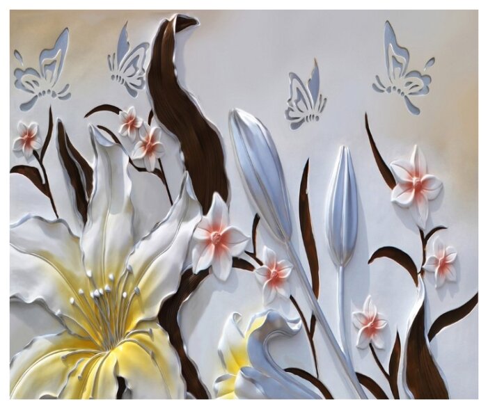 Купить Фотообои флизелиновые Design Studio 3D Объемные цветы с бабочками 3х2.5м разноцветный по низкой цене с доставкой из Яндекс.Маркета (бывший Беру)