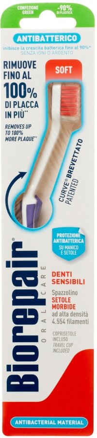 Зубная щетка Biorepair CURVE Denti Sensibili, мягкая, фиолетовый