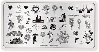 Трафарет Born Pretty Valentine's Day BP-L003 12 х 6 см silver
