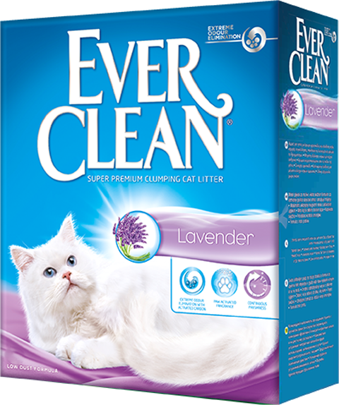 EVER CLEAN LAVENDER наполнитель комкующийся для туалета кошек с ароматом лаванды сиреневая полоска (10 л)