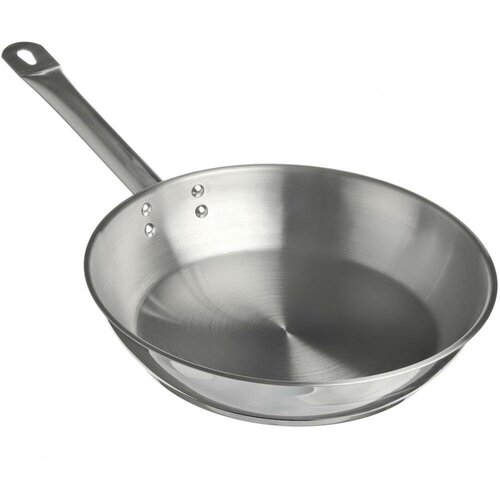 Катунь Сковорода «Общепит», d=28 см, корпус 0,6 мм, дно 3,5 мм, с теплораспределительным слоем, металлическая ручка, индукция, цвет хромированный