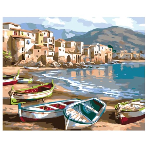 Лодки на побережье Раскраска картина по номерам на холсте лодки на побережье раскраска картина по номерам на холсте