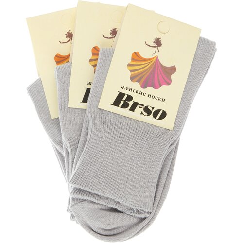 Носки женские BRSO с ослабленной резинкой, набор из 3 пар, размер 36-39 (23-25), цвет серый