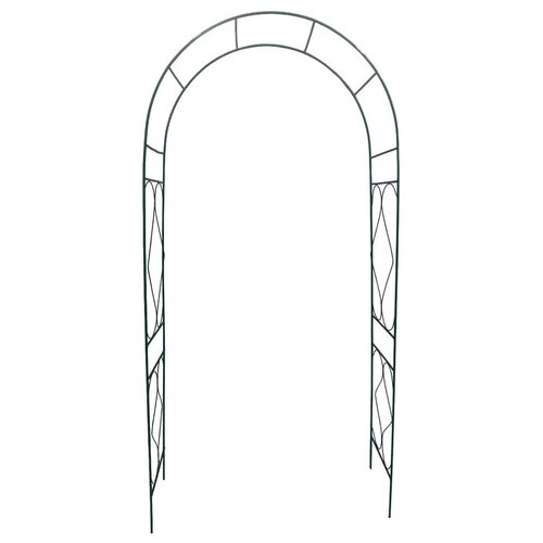 Арка садовая металлическая для растений (для сада) Ромб-3 разборная зелёная, 240х110х40см., труба d=10