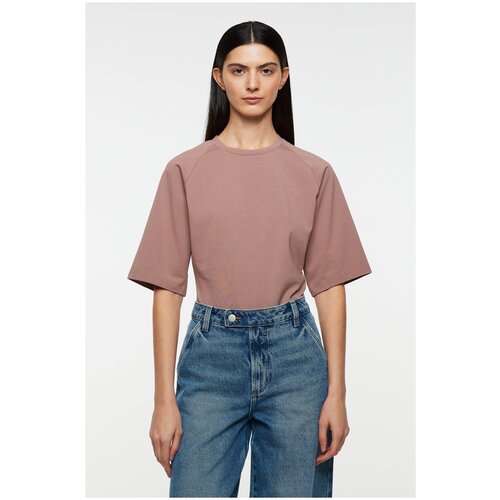 фото Футболка-боди хлопковая со свободными рукавами реглан befree 2311461487-62-s бежевый размер s