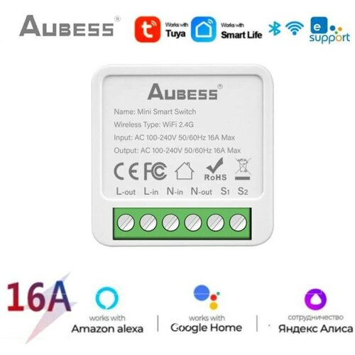 Мини WiFi переключатель реле Tuya Поддержка помощников Алиса Google Home Маруся 56000₽