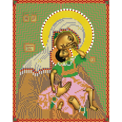 Вышивка бисером иконы Богородица Взыграние младенца 19*24 см