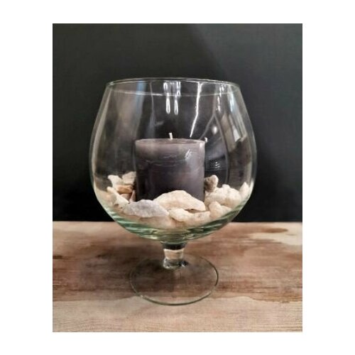 Стеклянная ваза Бренди для цветов декоративная интерьерная 2 л 21см Подарок Сувенир 14 февраля 8 марта