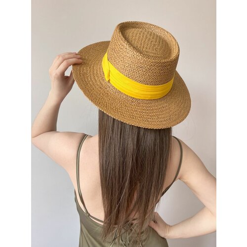 фото Шляпа летняя, размер 54-58, бежевый, желтый own accessories