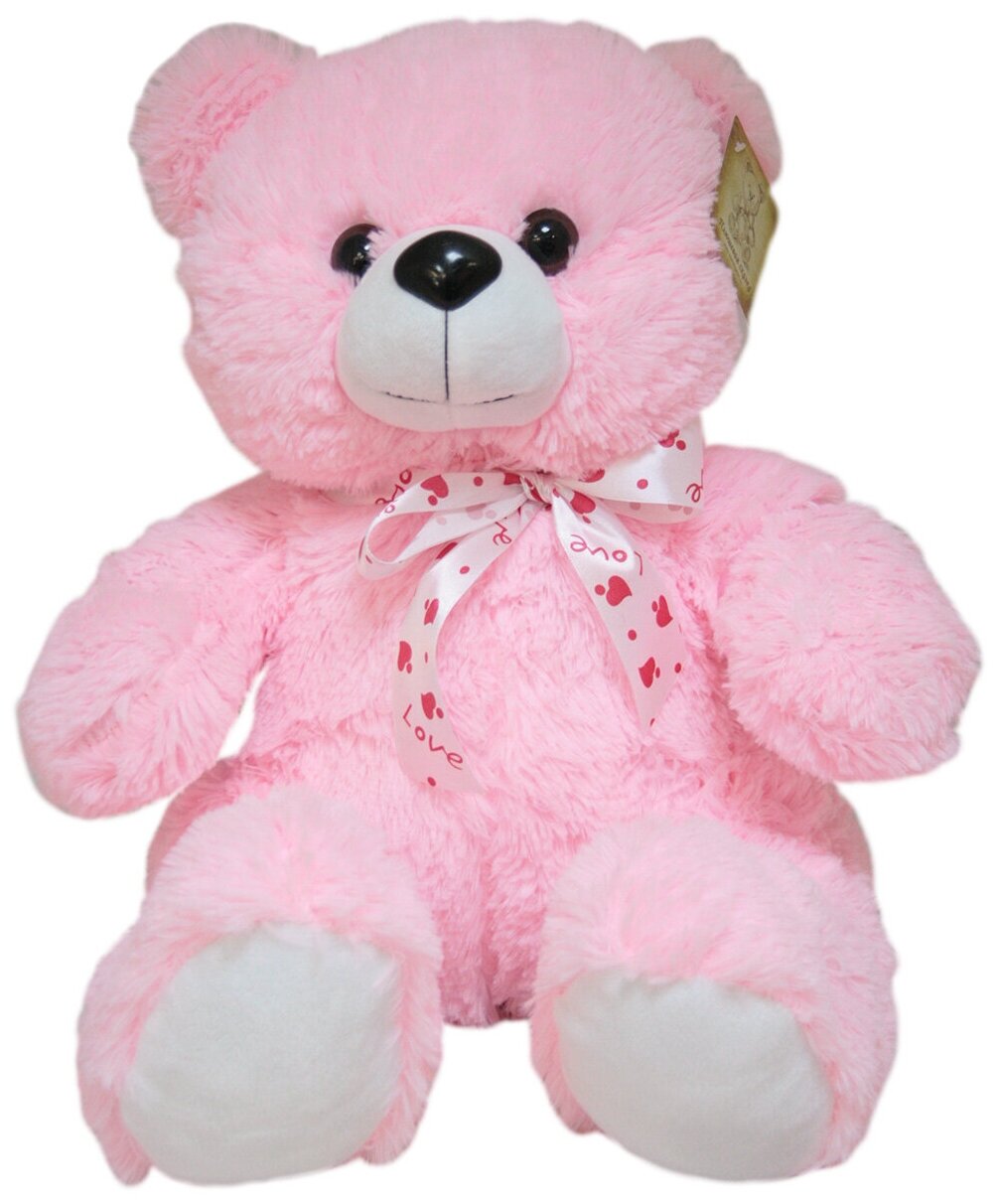 Мягкая игрушка Мишка Розочка с галстуком, розовый, 50 см
