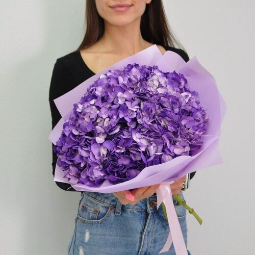 Изображение товара Букет Королевство Праздника "Сиреневое Облачко", гортензии, 5 штук