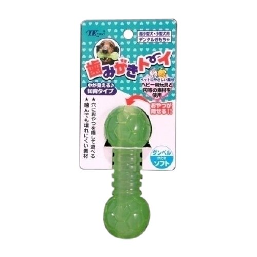 фото Гантель для собак japan premium pet dental toy для массажа десен и чистки зубов в форме гантели зеленый