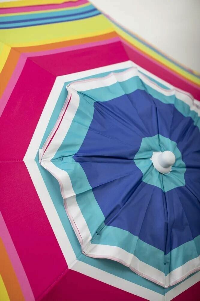 Зонт пляжный, солнцезащитный 2.0 м , 8 спиц метал бел. ткань-оксфорд с серебром внутри. С клапаном и наклоном. - фотография № 9