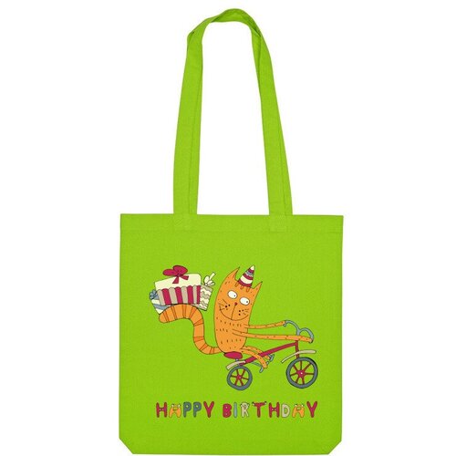 Сумка шоппер Us Basic, зеленый детская футболка кот едет на велосипеде с подарками 104 темно розовый
