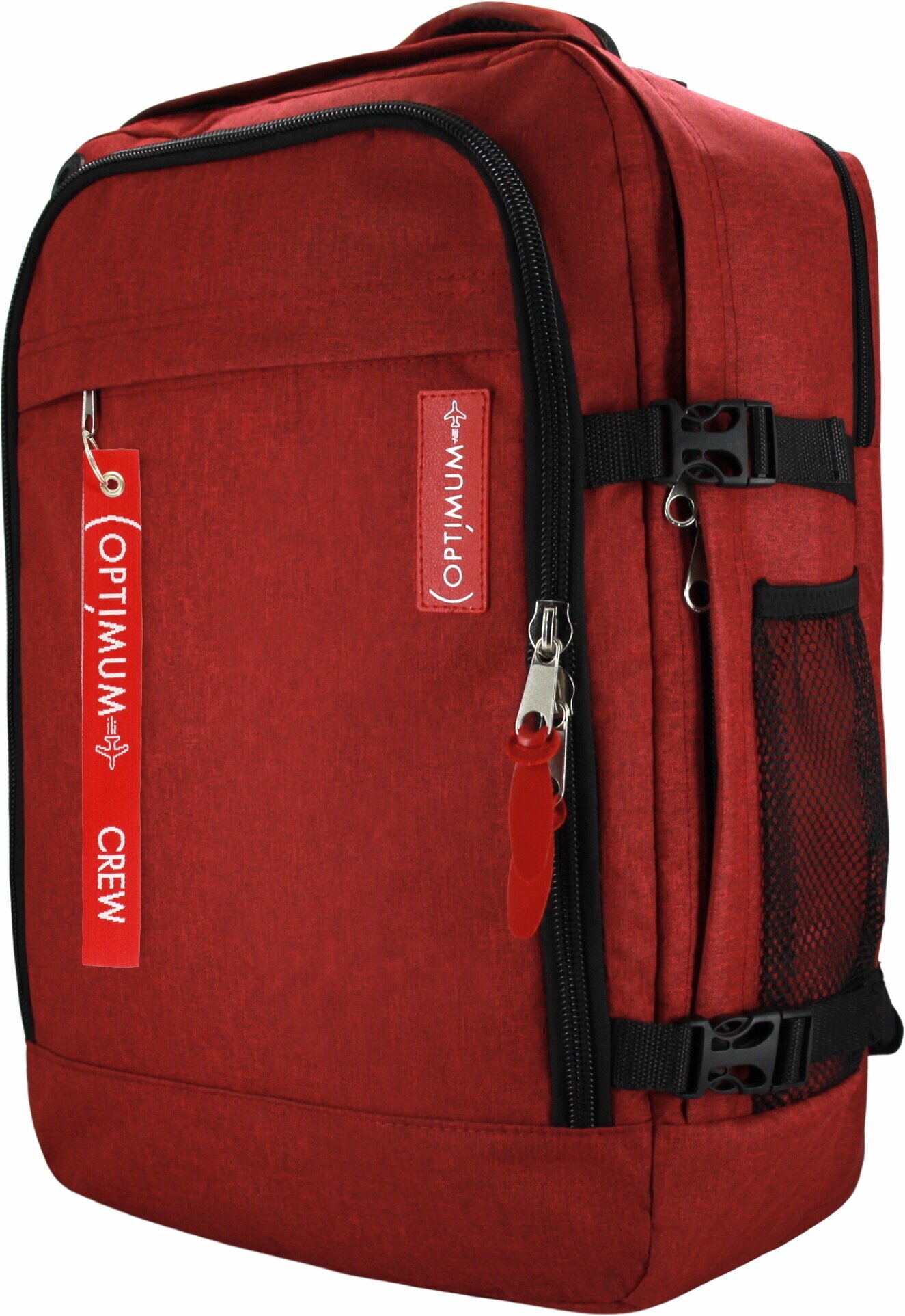 Сумка дорожная сумка-рюкзак Optimum, 44 л, 55х40х20 см, ручная кладь, отделение для ноутбука, фиксирующие ремни, водонепроницаемая, красный - фотография № 5