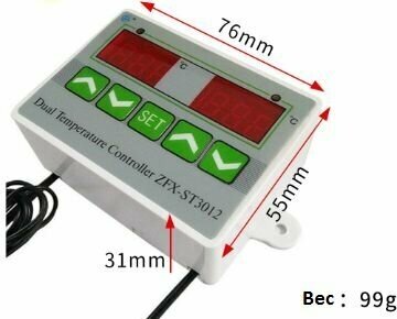 Двойной термостат ZFX-ST3012 220 В - фотография № 2