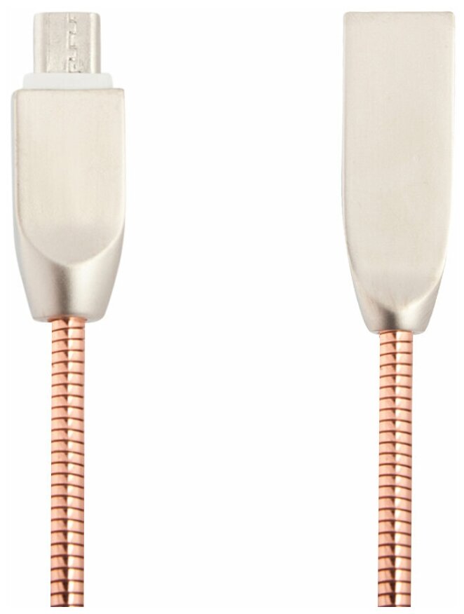 USB кабель "LP" Micro USB "Панцирь" в металлической оплетке (розовое золото/коробка)