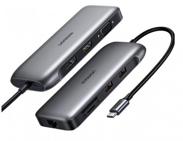 UGREEN. USB концентратор 9 в 1 (хаб), 2 х USB 3.0 (70301)