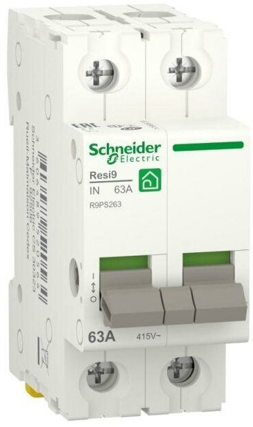 Schneider Electric Выключатель нагрузки RESI9 (мод. рубильник) 63А 2P Schneider Electric R9PS263 - фотография № 3